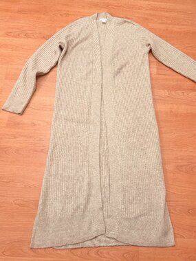 H&M Cream Ribbed Knit Maxi Duster Cardigan - XS